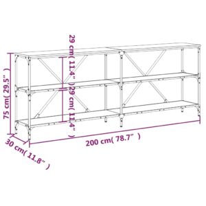 vidaXL Konsolbord rökfärgad ek 200x30x75 cm konstruerat trä och järn - Bild 9