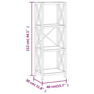 vidaXL Bokhylla med 4 hyllplan 40x30x112 cm massiv ek - Bild 6