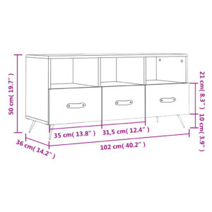 vidaXL Tv-bänk vit 102x36x50 cm konstruerat trä - Bild 12