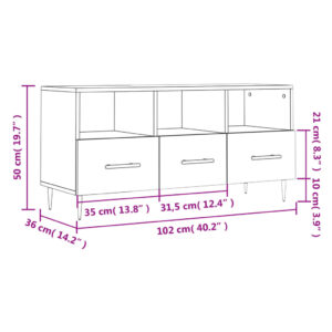 vidaXL Tv-bänk rökfärgad ek 102x36x50 cm konstruerat trä - Bild 12