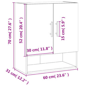 vidaXL Väggskåp vit 60x31x70 cm konstruerat trä - Bild 12