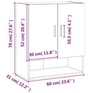 vidaXL Väggskåp rökfärgad ek 60x31x70 cm konstruerat trä - Bild 12