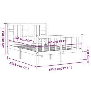 vidaXL Sängram med huvudgavel svart 140x190 cm massivt trä - Bild 12