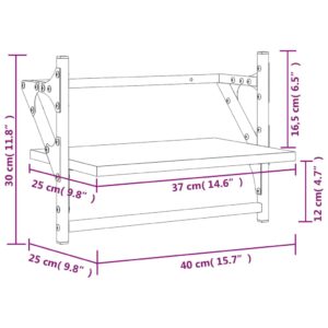 vidaXL Vägghyllor med stänger 2 st svart 40x25x30 cm - Bild 9