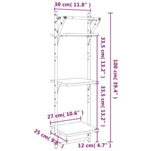 vidaXL Vägghyllor 3-plan med stänger 2 st sonoma-ek 30x25x100 cm - Bild 9