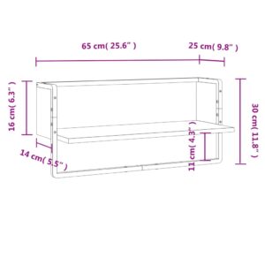 vidaXL Vägghylla med stänger rökfärgad ek 65x25x30 cm - Bild 8