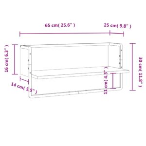 vidaXL Vägghylla med stång brun ek 65x25x30 cm - Bild 8