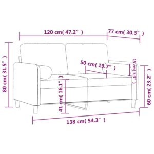 vidaXL 2-sitssoffa med prydnadskuddar mörkgrå 120 cm sammet - Bild 8