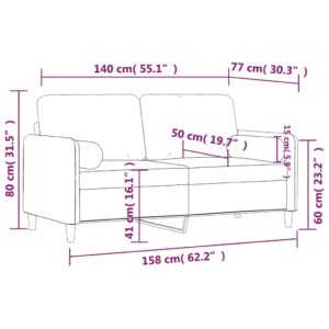 vidaXL 2-sitssoffa med prydnadskuddar ljusgrå 140 cm sammet - Bild 8