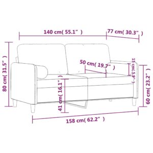 vidaXL 2-sitssoffa med prydnadskuddar mörkgrå 140 cm sammet - Bild 8