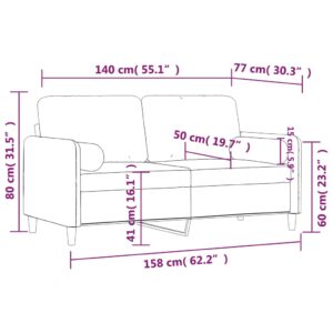 vidaXL 2-sitssoffa med prydnadskuddar vinröd 140 cm sammet - Bild 8