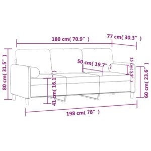 vidaXL 3-sitssoffa med prydnadskuddar vinröd 180 cm sammet - Bild 8