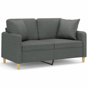 vidaXL 2-sits soffa med prydnadskuddar mörkgrå 120 cm tyg - Bild 2