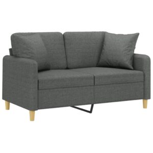 vidaXL 2-sits soffa med prydnadskuddar mörkgrå 120 cm tyg - Bild 3