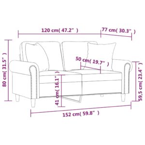 vidaXL 2-sitssoffa med prydnadskuddar mörkgrå 120 cm sammet - Bild 8