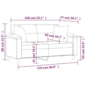 vidaXL 2-sitssoffa med prydnadskuddar ljusgrå 140 cm mikrofibertyg - Bild 8