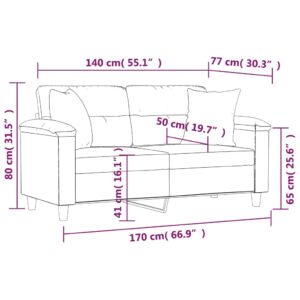 vidaXL 2-sitssoffa med prydnadskuddar mörkgrå 140 cm mikrofibertyg - Bild 8