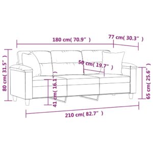 vidaXL 3-sitssoffa med prydnadskuddar mörkgrå 180 cm mikrofibertyg - Bild 8