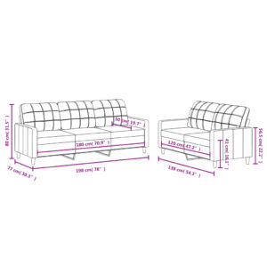 vidaXL Soffgrupp med dynor 2 delar Brun tyg - Bild 6