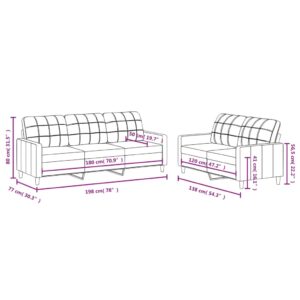 vidaXL Soffgrupp med dynor 2 delar Taupe tyg - Bild 6