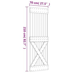 vidaXL Skjutdörr med beslag 70x210 cm massiv furu - Bild 11