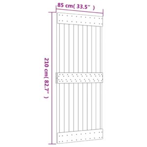 vidaXL Skjutdörr med beslag 85x210 cm massiv furu - Bild 9