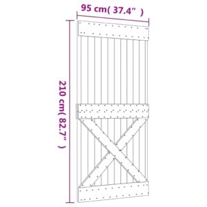 vidaXL Skjutdörr med beslag 95x210 cm massiv furu - Bild 11