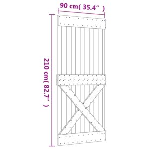 vidaXL Skjutdörr med beslag 90x210 cm massiv furu - Bild 11