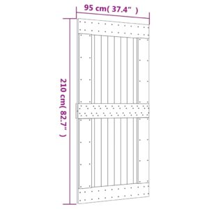 vidaXL Skjutdörr med beslag 95x210 cm massiv furu - Bild 11