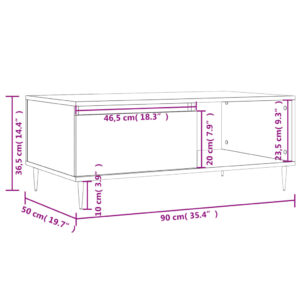 vidaXL Soffbord svart 90x50x36,5 cm konstruerat trä - Bild 12