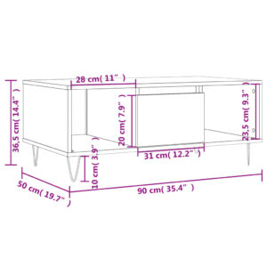 vidaXL Soffbord brun ek 90x50x36,5 cm konstruerat trä - Bild 11