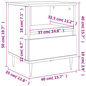 vidaXL Sängbord 2 st vit 40x35x50 cm konstruerat trä - Bild 12