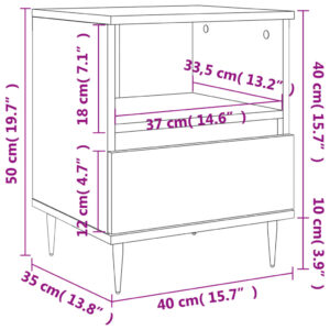 vidaXL Sängbord 2 st svart 40x35x50 cm konstruerat trä - Bild 12