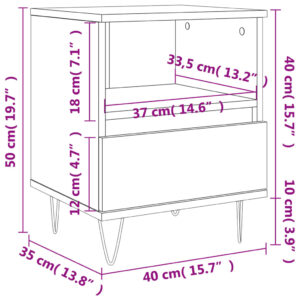 vidaXL Sängbord 2 st vit högglans 40x35x50 cm konstruerat trä - Bild 12