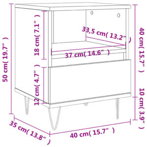 vidaXL Sängbord 2 st rökfärgad ek 40x35x50 cm konstruerat trä - Bild 12