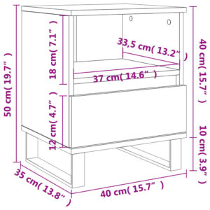 vidaXL Sängbord 2 st betonggrå 40x35x50 cm konstruerat trä - Bild 12