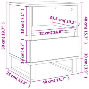 vidaXL Sängbord rökfärgad ek 40x35x50 cm konstruerat trä - Bild 11