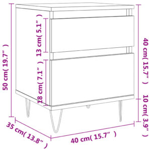 vidaXL Sängbord rökfärgad ek 40x35x50 cm konstruerat trä - Bild 12