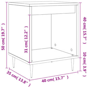 vidaXL Sängbord 2 st vit 40x35x50 cm konstruerat trä - Bild 10