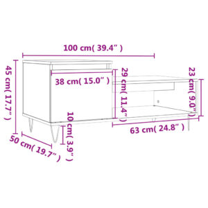 vidaXL Soffbord betonggrå 100x50x45 cm konstruerat trä - Bild 12