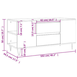 vidaXL Soffbord betonggrå 102x44,5x50 cm konstruerat trä - Bild 11