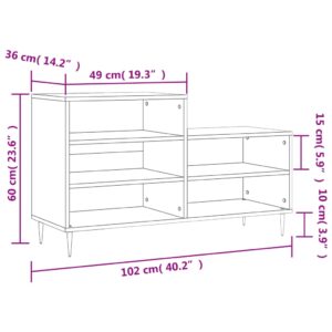 vidaXL Skoskåp betonggrå 102x36x60 cm konstruerat trä - Bild 10