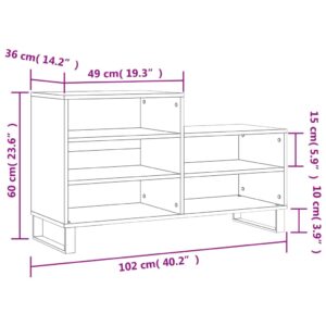 vidaXL Skoskåp vit högglans 102x36x60 cm konstruerat trä - Bild 10