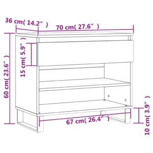 vidaXL Skoskåp betonggrå 70x36x60 cm konstruerat trä - Bild 11