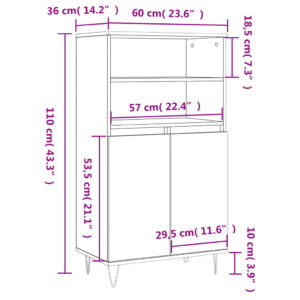 vidaXL Högskåp betonggrå 60x36x110 cm konstruerat trä - Bild 11