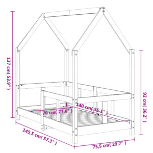 vidaXL Sängram för barnsäng 70x140 cm massiv furu - Bild 10