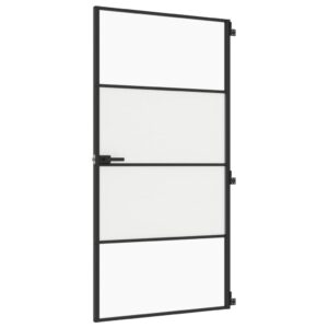 vidaXL Innerdörr svart 102,5x201,5 cm härdat glas och aluminium slim - Bild 2