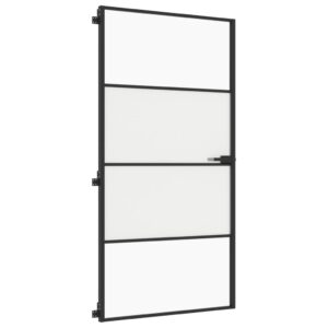 vidaXL Innerdörr svart 102,5x201,5 cm härdat glas och aluminium slim - Bild 5