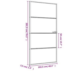 vidaXL Innerdörr svart 102,5x201,5 cm härdat glas och aluminium slim - Bild 9