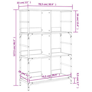 vidaXL Bokhylla rökfärgad ek 78,5x33x117,5 cm konstruerat trä - Bild 9